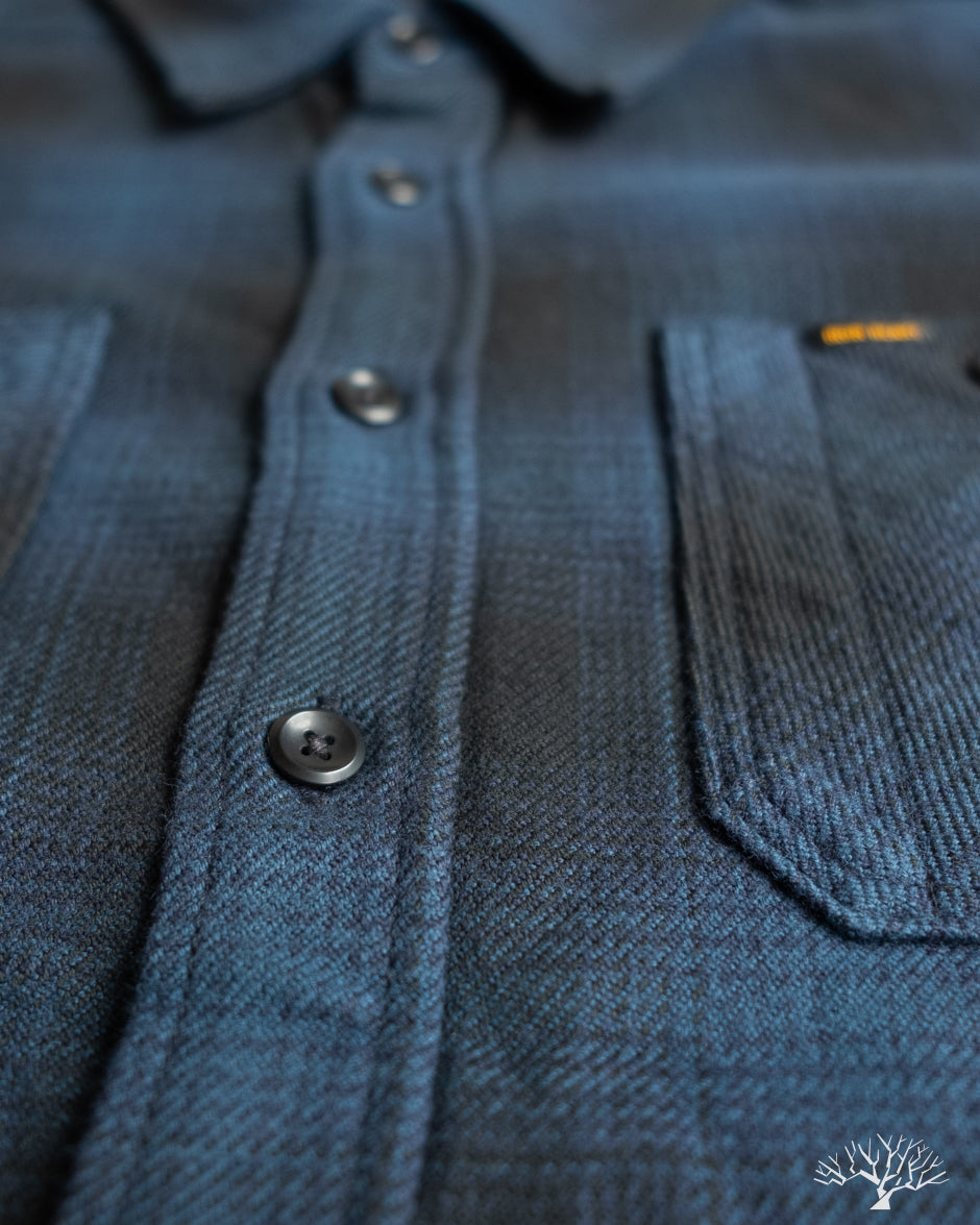 Iron Heart IHSH-265-NAV - UHF Ombré Check Work Shirt - Navy/Black