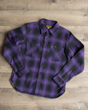 Iron Heart IHSH-265-PUR - Ultra Heavy Flannel Ombré Check Work Shirt - Purple/Black