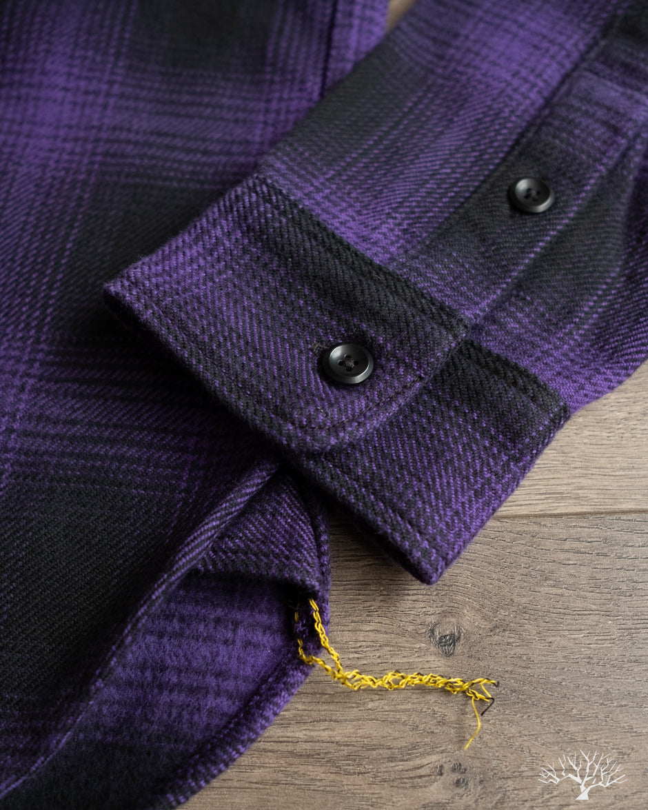 Iron Heart IHSH-265-PUR - Ultra Heavy Flannel Ombré Check Work Shirt - Purple/Black