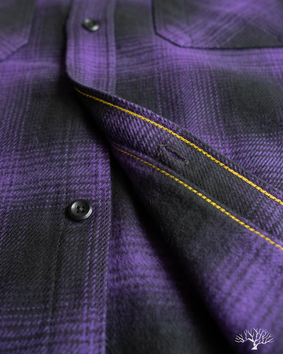 Iron Heart IHSH-265-PUR - Ultra Heavy Flannel Ombré Check Work Shirt - Purple/Black