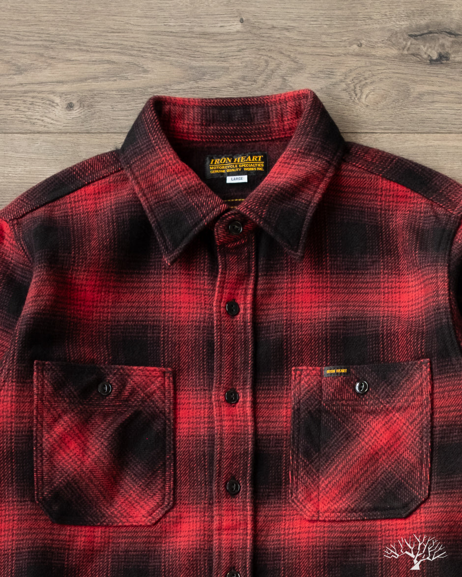 Iron Heart IHSH-265-RED - UHF Ombré Check Work Shirt - Red/Black