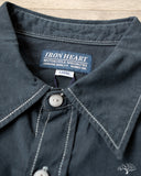 Iron Heart IHSH-285-OD - Chambray Short-Sleeve Work Shirt - Indigo Overdyed Black