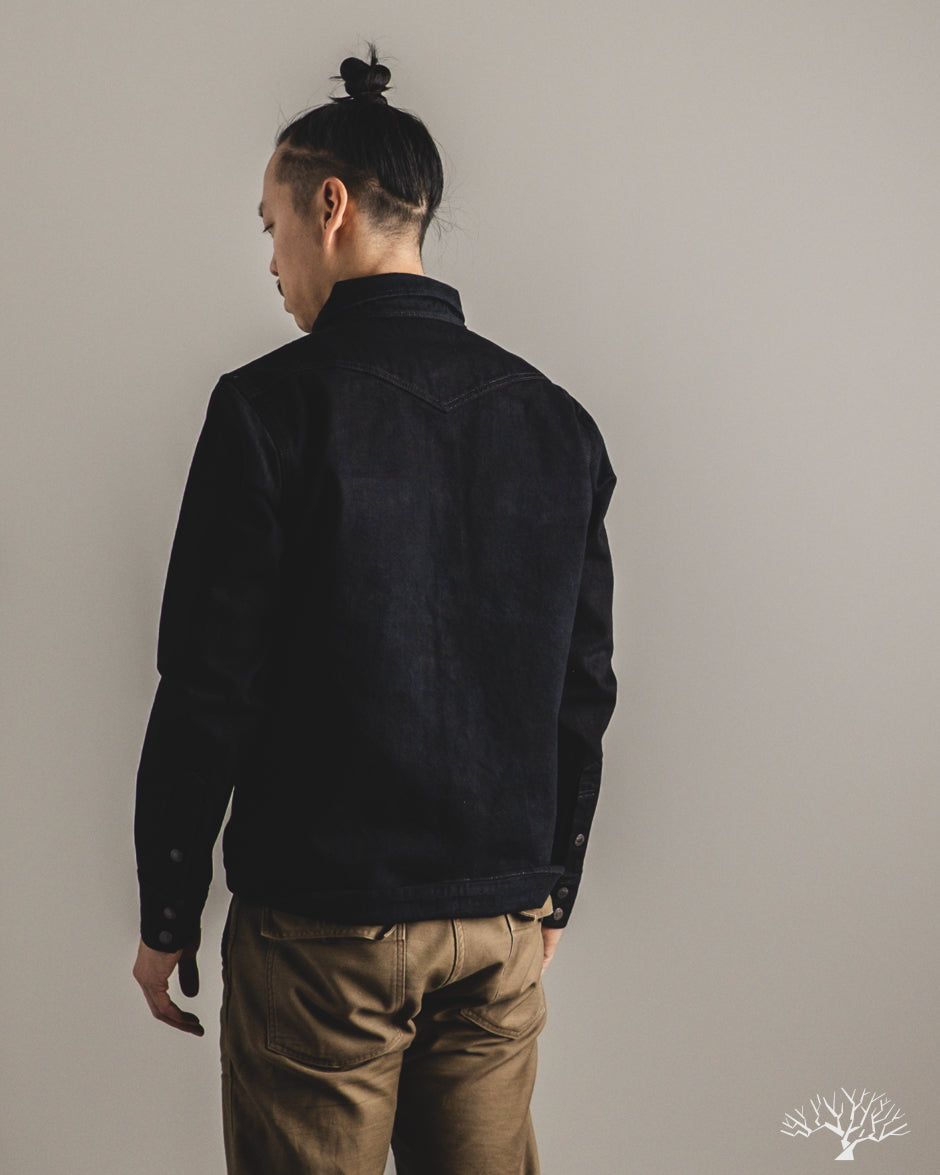 Iron Heart IHSH-293-OD - 18oz Vintage Selvedge Denim CPO Shirt - Indigo Overdyed Black