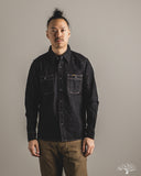 Iron Heart IHSH-326-BLK - 12oz Selvedge Denim Snap Work Shirt - Black