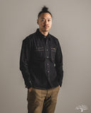 Iron Heart IHSH-326-BLK - 12oz Selvedge Denim Snap Work Shirt - Black