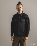 Iron Heart IHSH-326-BLK - 12oz Selvedge Denim Snap Work Shirt - Black