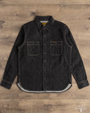 Iron Heart IHSH-326-BLK - 12oz Selvedge Denim Snap Work Shirt - Black