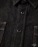 Iron Heart IHSH-326-BLK - 12oz Selvedge Denim Snap Work Shirt - Black