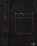 Iron Heart IHSH-326-BLK - 12oz Selvedge Denim Snap Work Shirt - Black