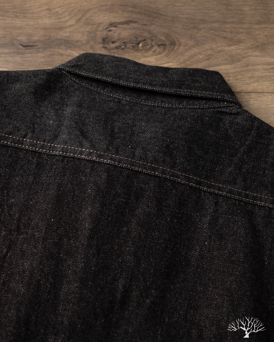 Iron Heart IHSH-326-BLK - 12oz Selvedge Denim Snap Work Shirt - Black