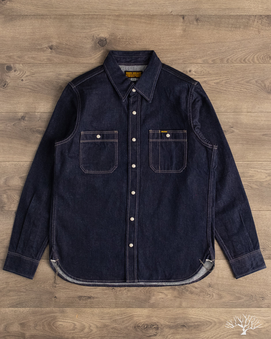 Iron Heart IHSH-326-IND - 12oz Selvedge Denim Snap Work Shirt - Indigo