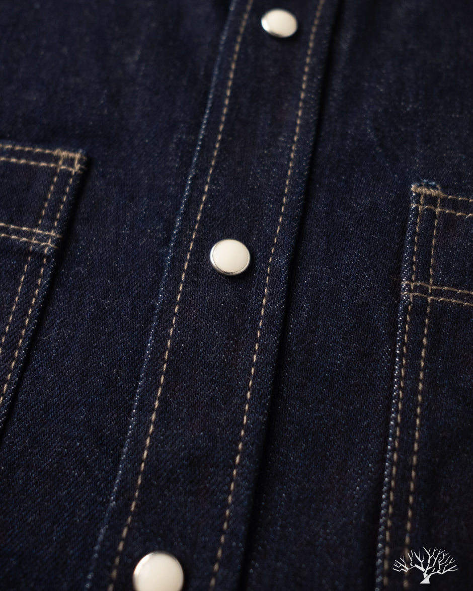 Iron Heart IHSH-326-IND - 12oz Selvedge Denim Snap Work Shirt - Indigo