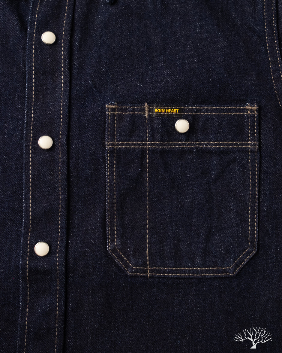 Iron Heart IHSH-326-IND - 12oz Selvedge Denim Snap Work Shirt - Indigo