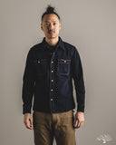 Iron Heart IHSH-326-OD - 12oz Selvedge Denim Snap Work Shirt - Indigo Overdyed Black