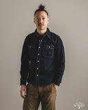 Iron Heart IHSH-326-OD - 12oz Selvedge Denim Snap Work Shirt - Indigo Overdyed Black
