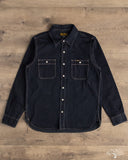 Iron Heart IHSH-326-OD - 12oz Selvedge Denim Snap Work Shirt - Indigo Overdyed Black