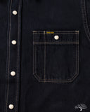Iron Heart IHSH-326-OD - 12oz Selvedge Denim Snap Work Shirt - Indigo Overdyed Black