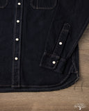 Iron Heart IHSH-326-OD - 12oz Selvedge Denim Snap Work Shirt - Indigo Overdyed Black