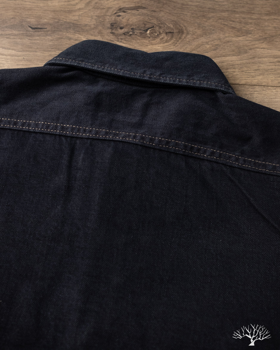 Iron Heart IHSH-326-OD - 12oz Selvedge Denim Snap Work Shirt - Indigo Overdyed Black
