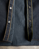 Iron Heart IHSH-33-OD - 12oz Selvedge Denim Western Shirt - Indigo Overdyed Black