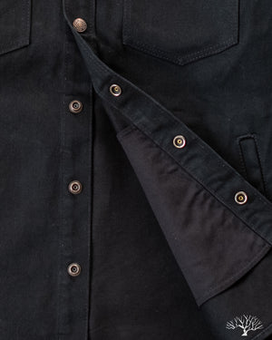 Iron Heart IHSH-362-BLK - 16oz Non-Selvedge Denim CPO Shirt - Superblack (Fades to Grey)