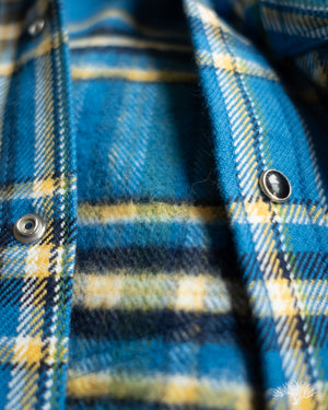 Iron Heart IHSH-370-BLU - Ultra Heavy Flannel Western Shirt - Blue Tartan Check