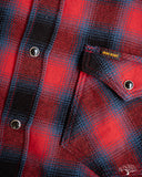 Iron Heart IHSH-373-RED - Ultra Heavy Flannel Ombré Check Western Shirt - Red