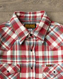 Iron Heart IHSH-377-RED - Ultra Heavy Flannel Crazy Check Western Shirt - Red