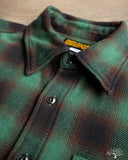 Iron Heart IHSH-379-GRN - Ultra Heavy Flannel Ombré Check Work Shirt - Green