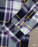 Iron Heart IHSH-382-PUR - 9oz Selvedge American Check Work Shirt - Purple