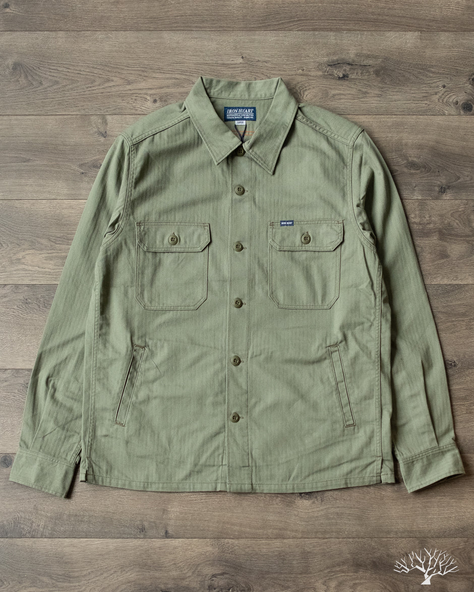 Iron Heart IHSH-385-ODG - 9oz Herringbone Military Shirt - Olive Drab Green