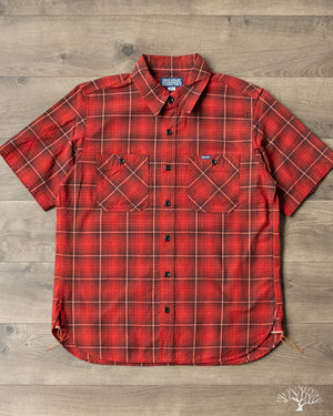 Iron Heart IHSH-392-RED 5oz Selvedge Short-Sleeve Work Shirt - Red Vintage Check