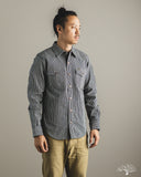 Iron Heart IHSH-421-IND - 12oz Hickory Stripe CPO Shirt - Indigo