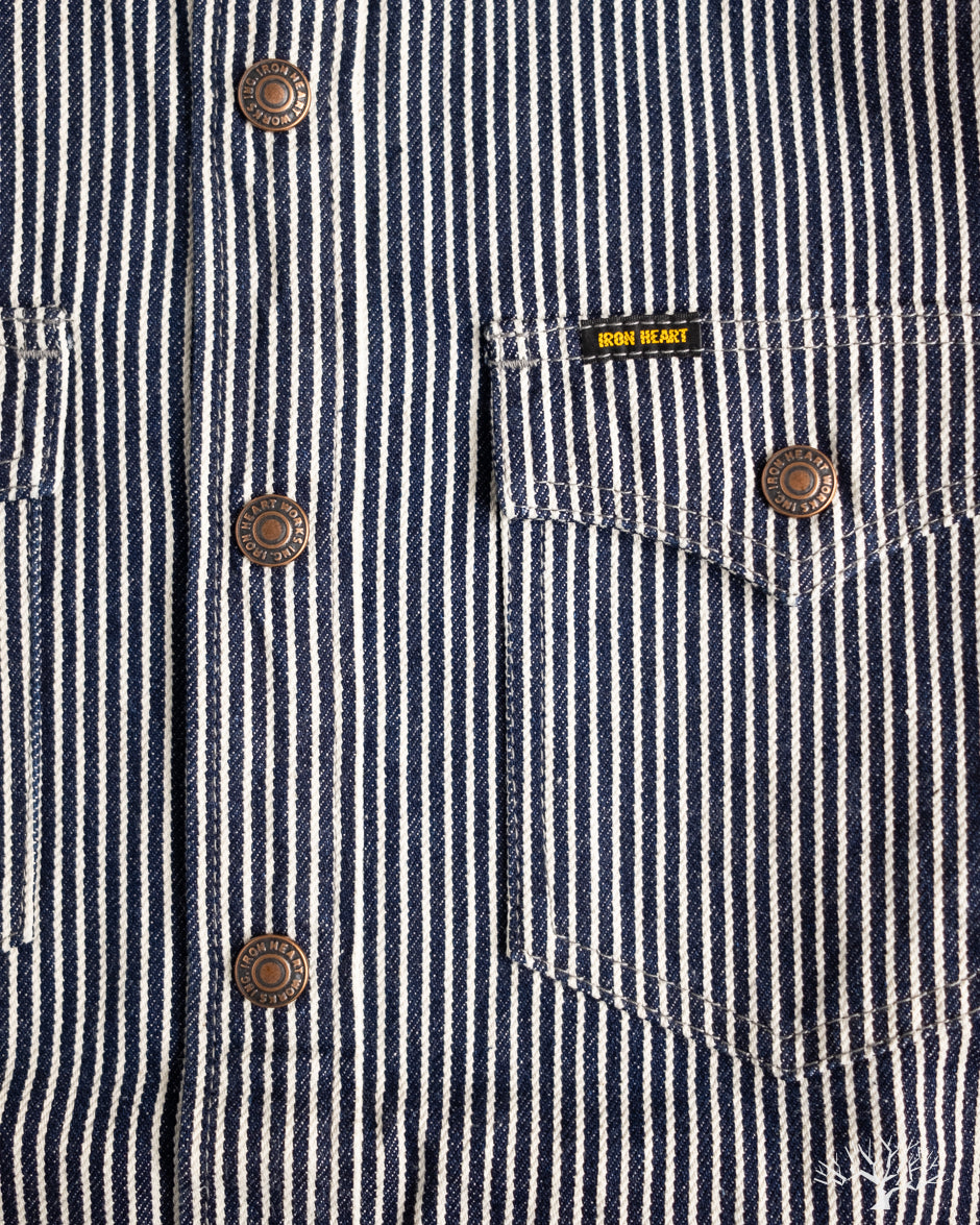 Iron Heart IHSH-421-IND - 12oz Hickory Stripe CPO Shirt - Indigo