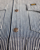 Iron Heart IHSH-421-IND - 12oz Hickory Stripe CPO Shirt - Indigo