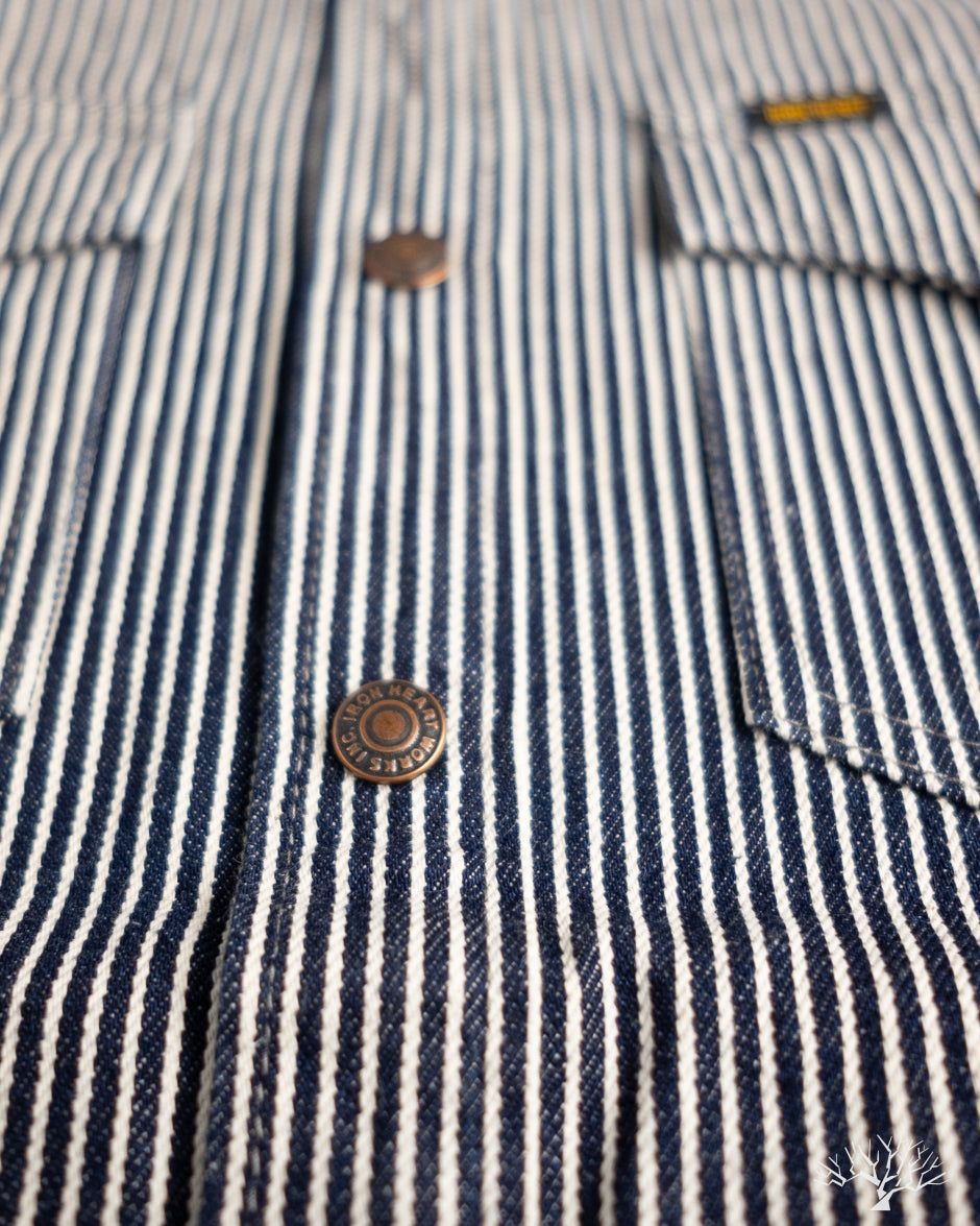 Iron Heart IHSH-421-IND - 12oz Hickory Stripe CPO Shirt - Indigo