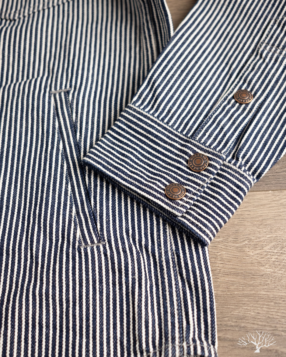 Iron Heart IHSH-421-IND - 12oz Hickory Stripe CPO Shirt - Indigo