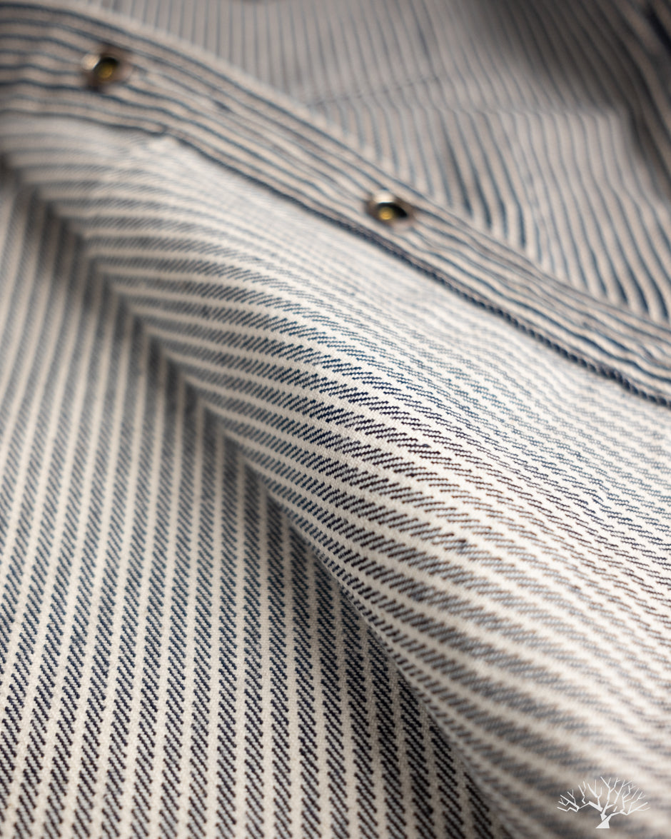 Iron Heart IHSH-421-IND - 12oz Hickory Stripe CPO Shirt - Indigo