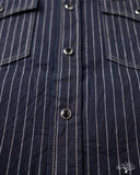 Iron Heart IHSH-424-IND - 8.5oz Herringbone Stripe Western Shirt - Indigo
