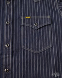 Iron Heart IHSH-424-IND - 8.5oz Herringbone Stripe Western Shirt - Indigo