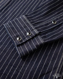 Iron Heart IHSH-424-IND - 8.5oz Herringbone Stripe Western Shirt - Indigo