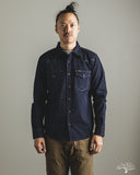 Iron Heart IHSH-424-IND - 8.5oz Herringbone Stripe Western Shirt - Indigo