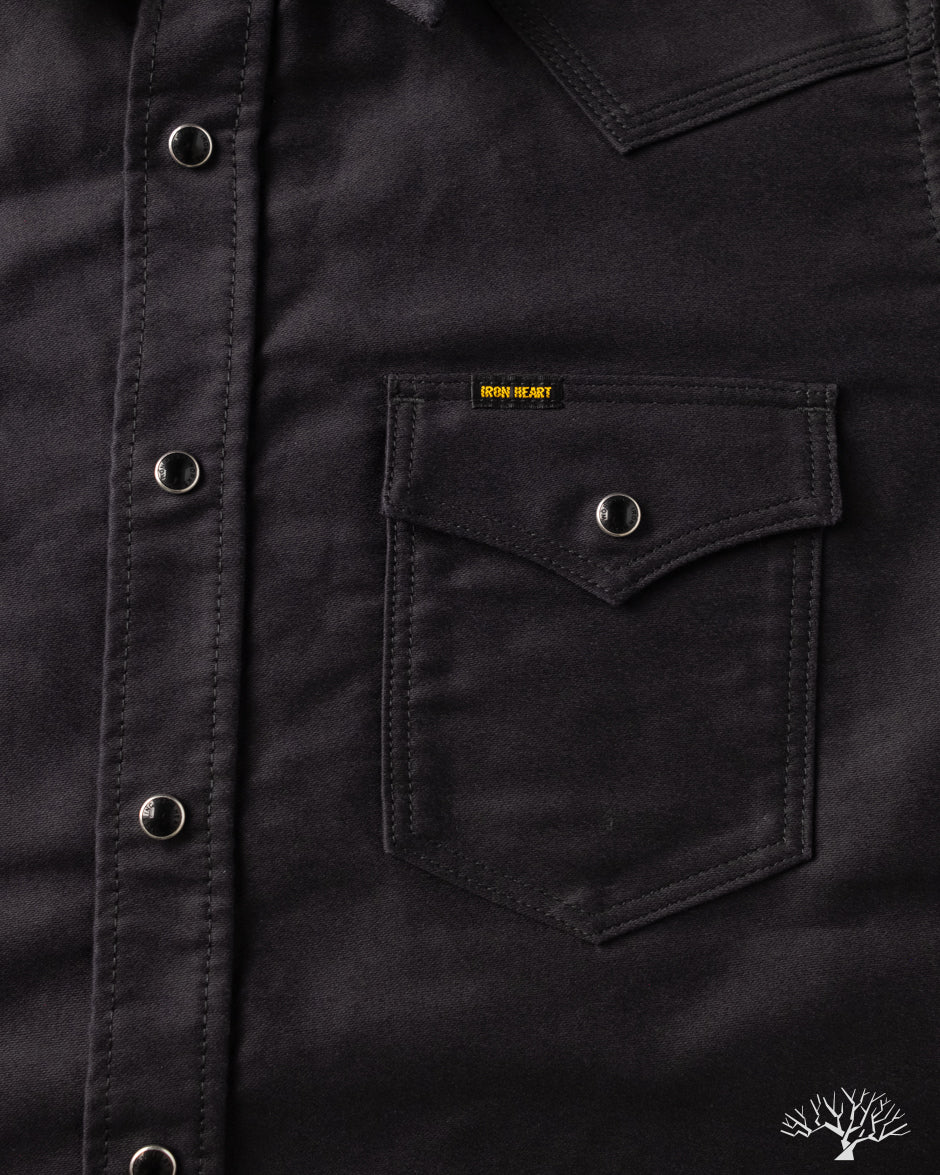 Iron Heart IHSH-426-BLK - 12oz Military Moleskin Western Shirt - Black