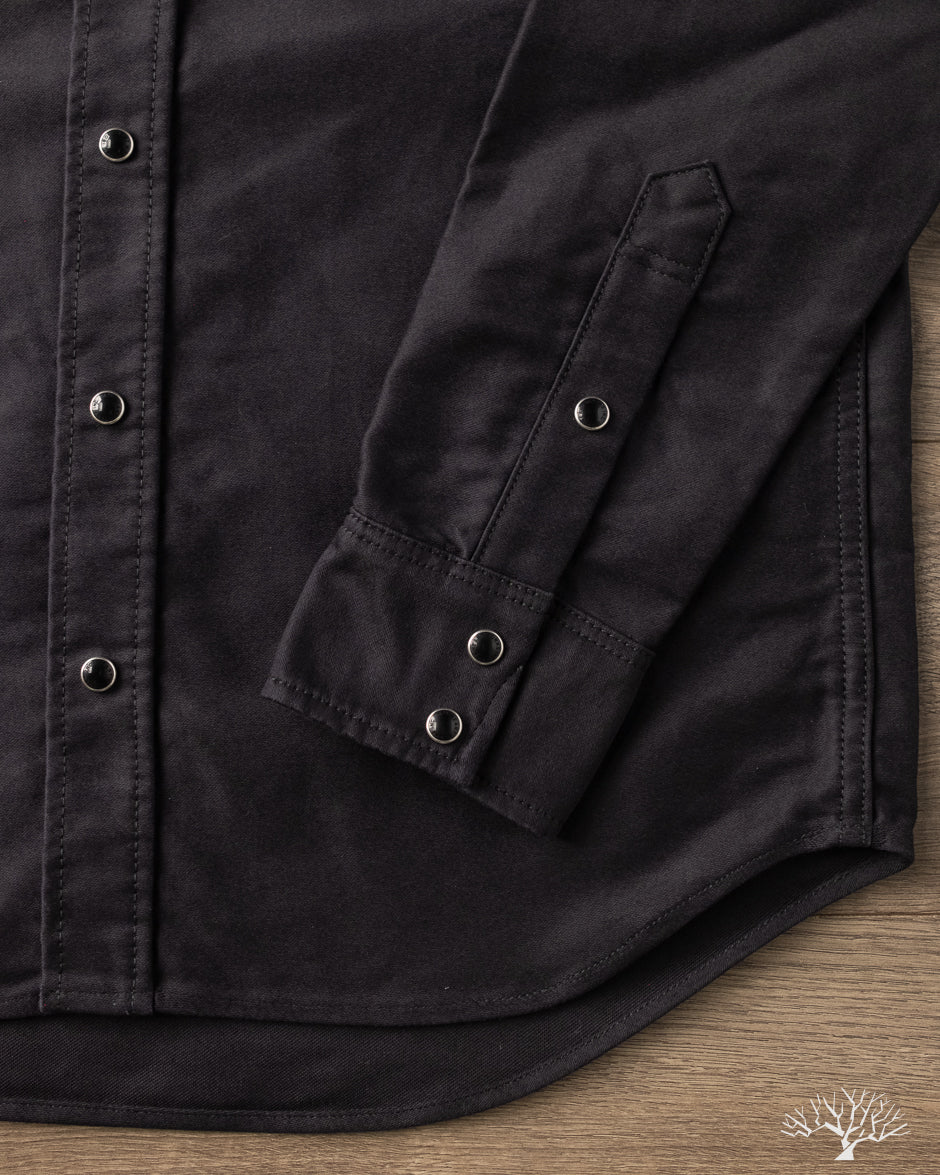 Iron Heart IHSH-426-BLK - 12oz Military Moleskin Western Shirt - Black