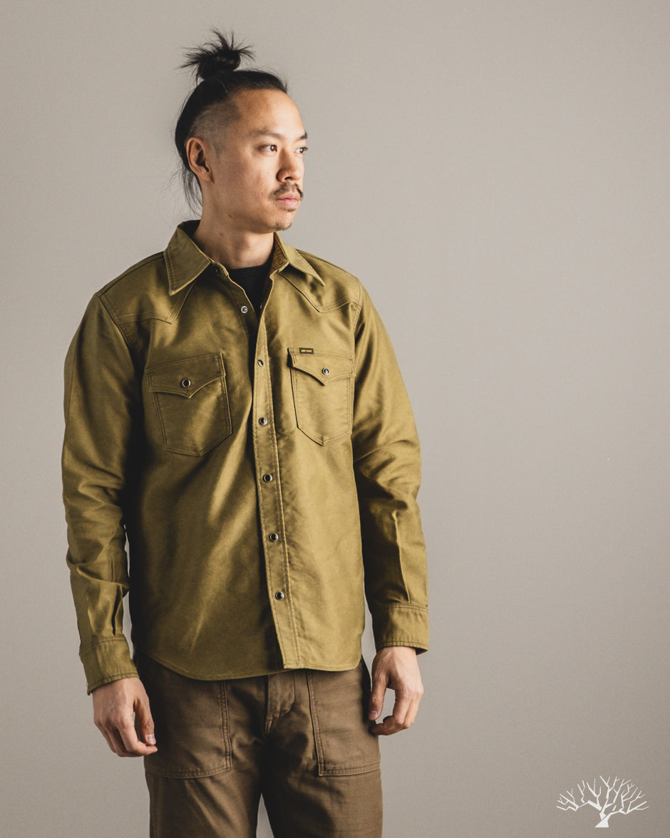 Iron Heart IHSH-426-KHA - 12oz Military Moleskin Western Shirt - Khaki