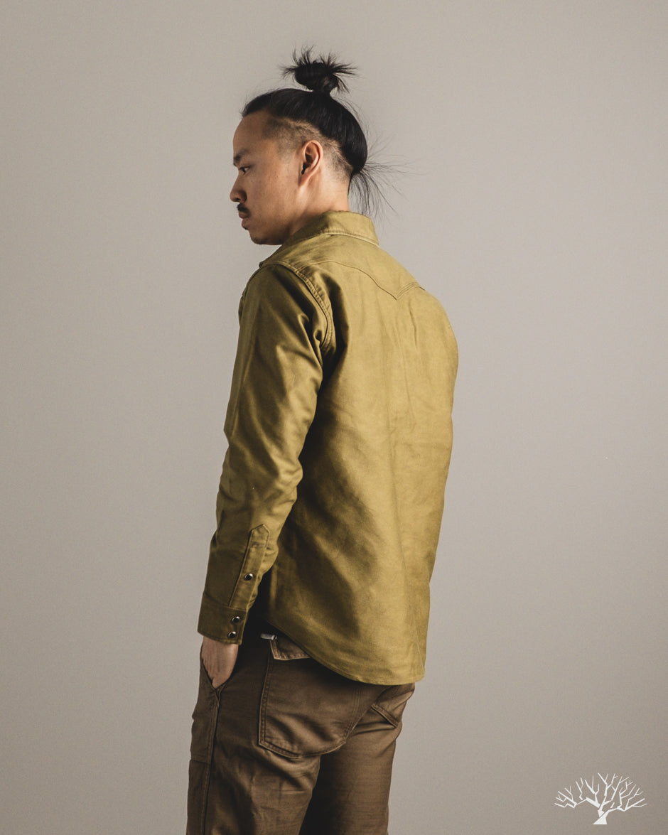 Iron Heart IHSH-426-KHA - 12oz Military Moleskin Western Shirt - Khaki