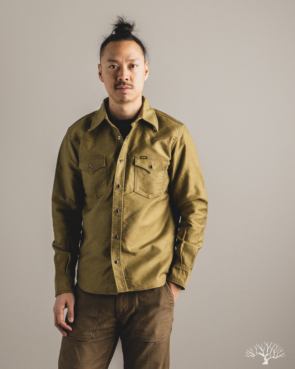 Iron Heart IHSH-426-KHA - 12oz Military Moleskin Western Shirt - Khaki