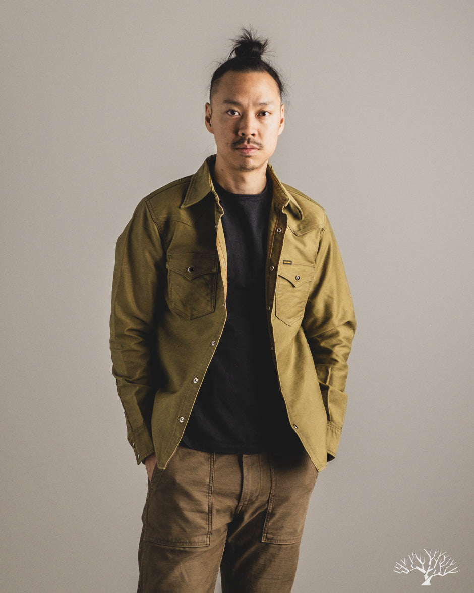 Iron Heart IHSH-426-KHA - 12oz Military Moleskin Western Shirt - Khaki