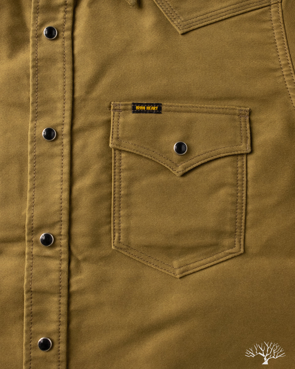 Iron Heart IHSH-426-KHA - 12oz Military Moleskin Western Shirt - Khaki