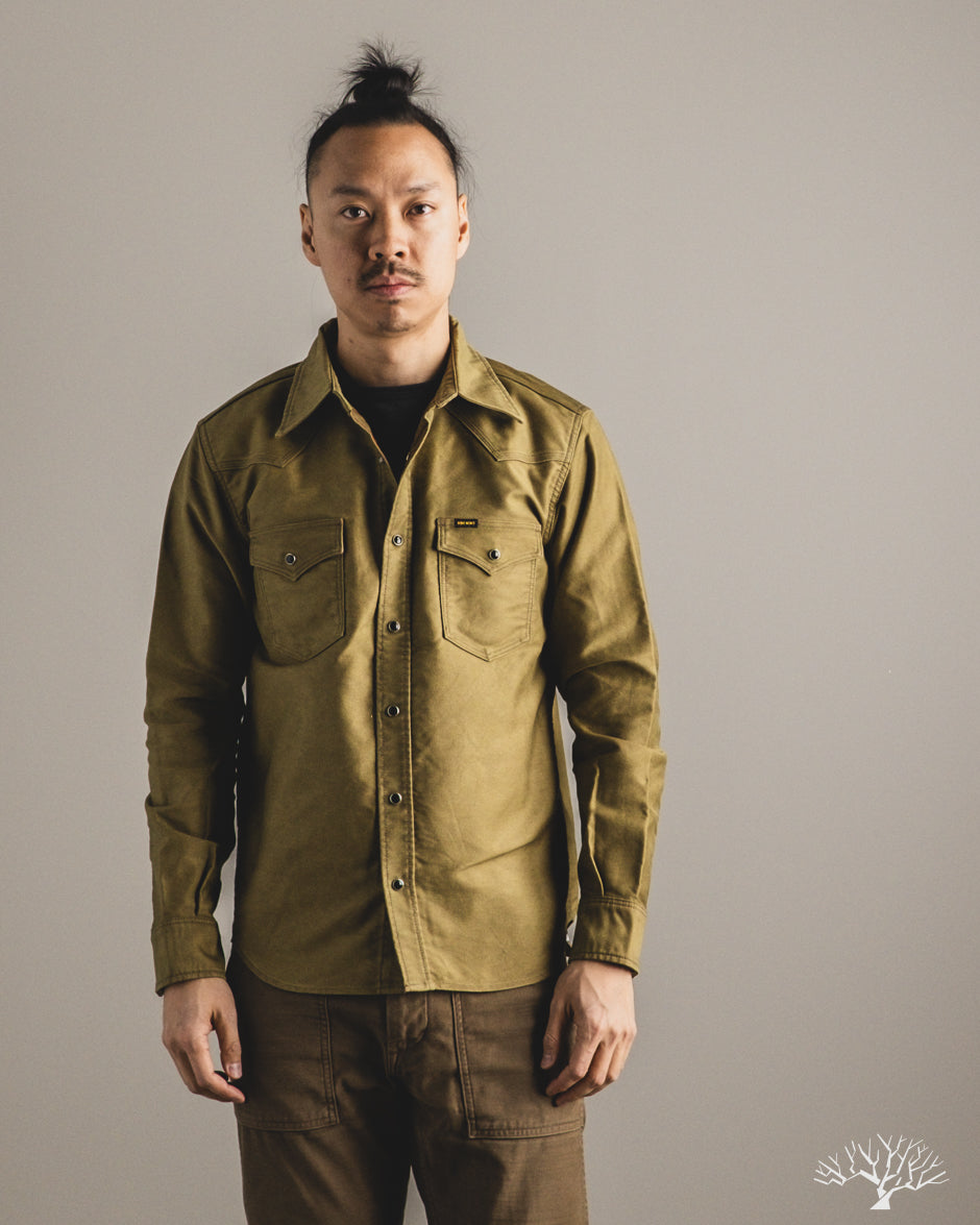 Iron Heart IHSH-426-KHA - 12oz Military Moleskin Western Shirt - Khaki